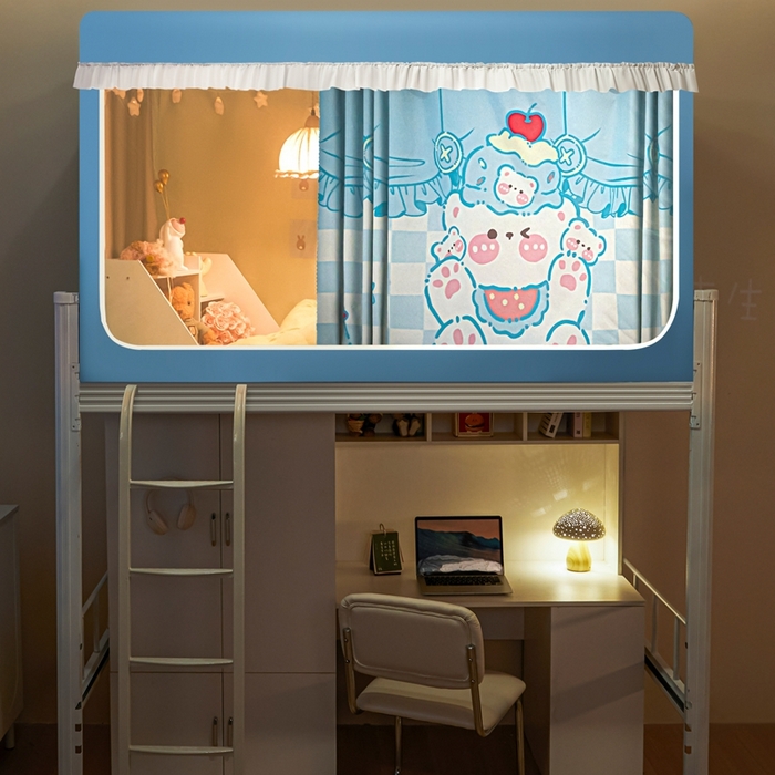 91家纺网 家纺一手货源 找家纺 卓尔居 2025新款学生遮光床帘涂层花边卡通系列-风格二 慕斯熊