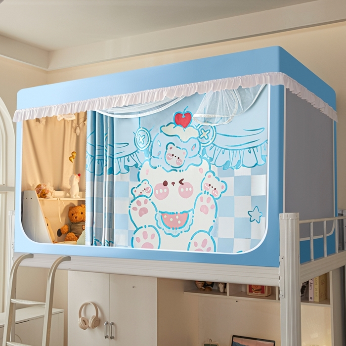 91家纺网 家纺一手货源 找家纺 卓尔居 2025新款学生遮光床帘涂层花边卡通系列-风格二 慕斯熊