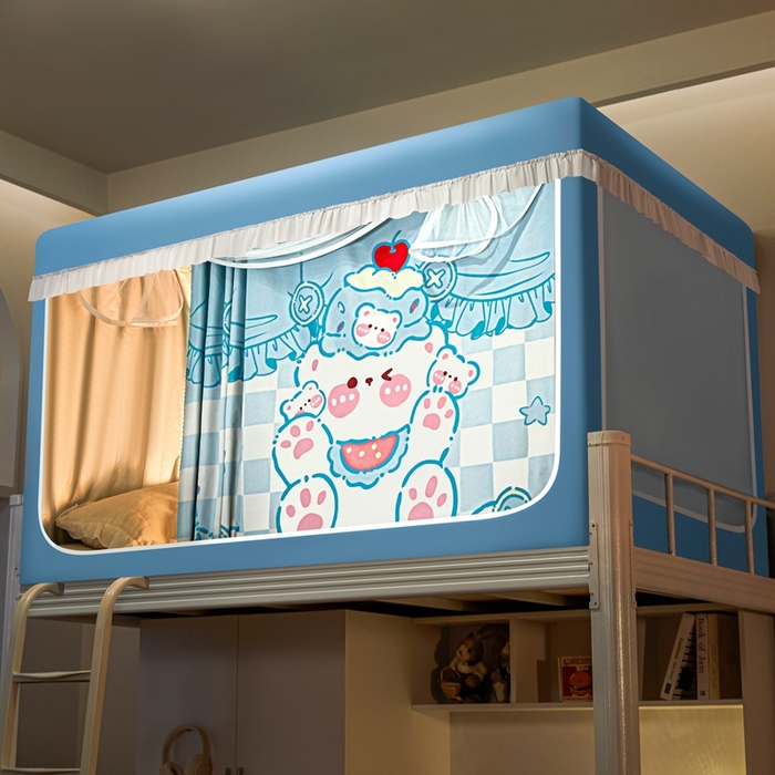91家纺网 家纺一手货源 找家纺 卓尔居 2025新款学生遮光床帘涂层花边卡通系列-风格二 慕斯熊