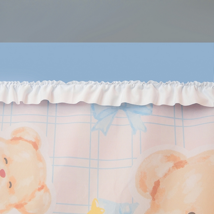 91家纺网 家纺一手货源 找家纺 卓尔居 2025新款学生遮光床帘涂层花边卡通系列-风格二 奶茶色小熊