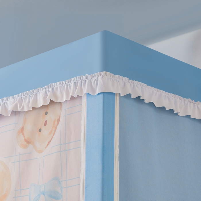 91家纺网 家纺一手货源 找家纺 卓尔居 2025新款学生遮光床帘涂层花边卡通系列-风格二 奶茶色小熊