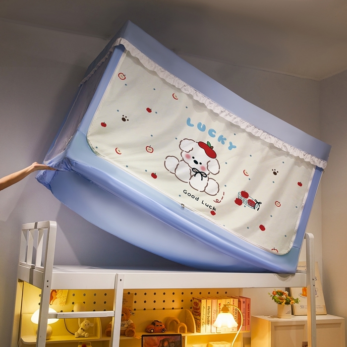 91家纺网 家纺一手货源 找家纺 卓尔居 2025新款学生遮光床帘涂层花边卡通系列-风格二 劈叉小狗