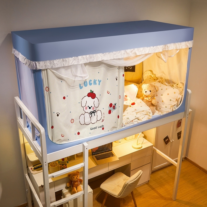 91家纺网 家纺一手货源 找家纺 卓尔居 2025新款学生遮光床帘涂层花边卡通系列-风格二 劈叉小狗