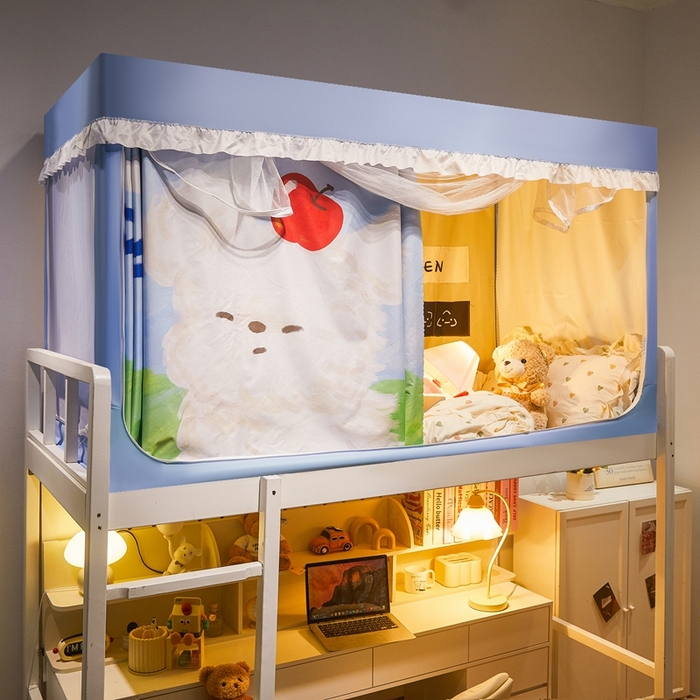 卓尔居 2025新款学生遮光床帘涂层花边卡通系列-风格二 苹果小狗