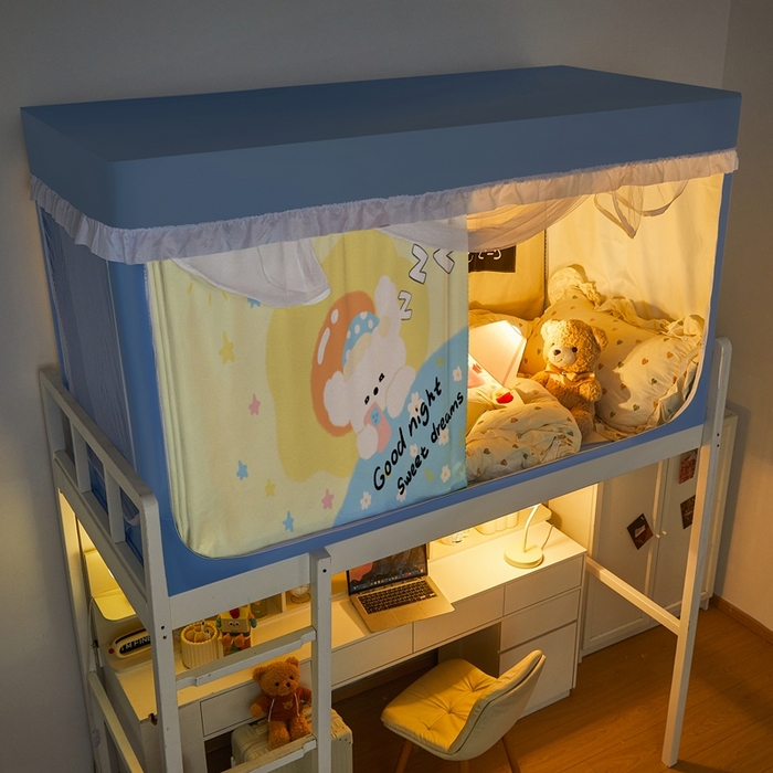 91家纺网 家纺一手货源 找家纺 卓尔居 2025新款学生遮光床帘涂层花边卡通系列-风格二 睡觉小狗