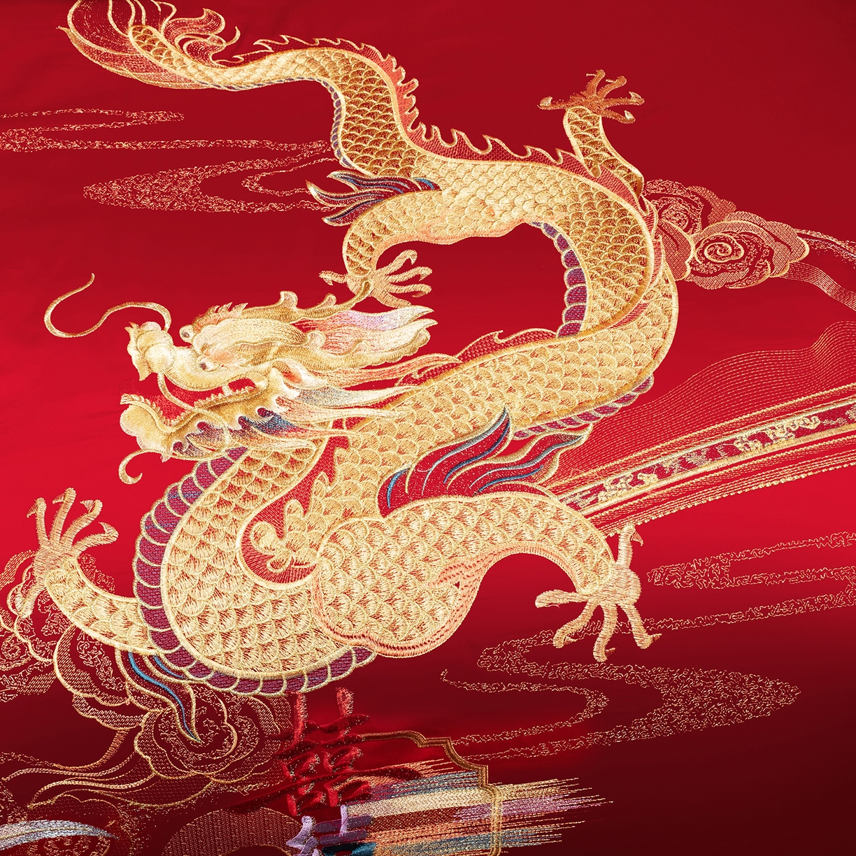 91家纺网 家纺一手货源 找家纺 柏拉图 2025新款100s长绒棉贡缎提花重工艺刺绣婚庆四件套多件套 龙凤百年