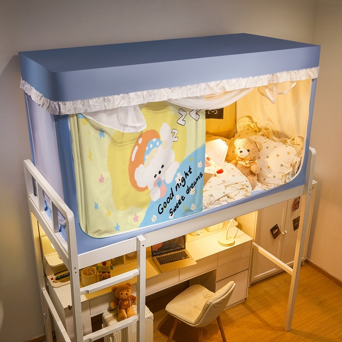 91家纺网 家纺一手货源 找家纺 卓尔居 2025新款学生遮光床帘涂层花边卡通系列-风格二 睡觉小狗