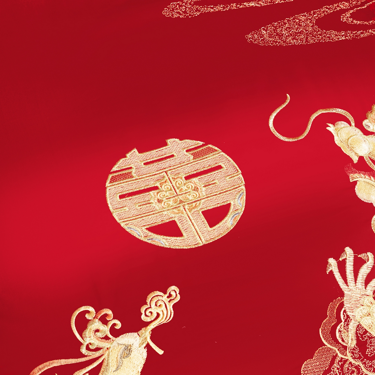 91家纺网 家纺一手货源 找家纺 柏拉图 2025新款100s长绒棉贡缎提花重工艺刺绣婚庆四件套多件套 龙凤百年