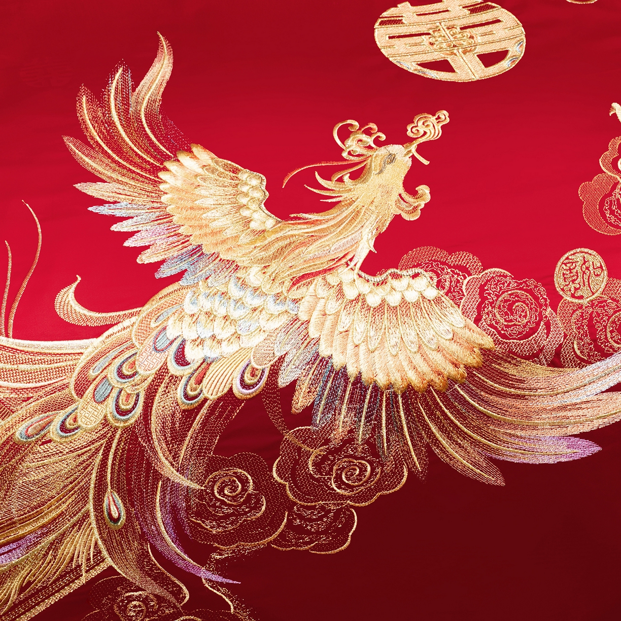 91家纺网 家纺一手货源 找家纺 柏拉图 2025新款100s长绒棉贡缎提花重工艺刺绣婚庆四件套多件套 龙凤百年