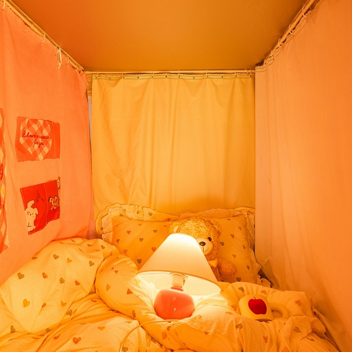 91家纺网 家纺一手货源 找家纺 卓尔居 2025新款学生遮光床帘涂层花边卡通系列-风格二 爱心动物