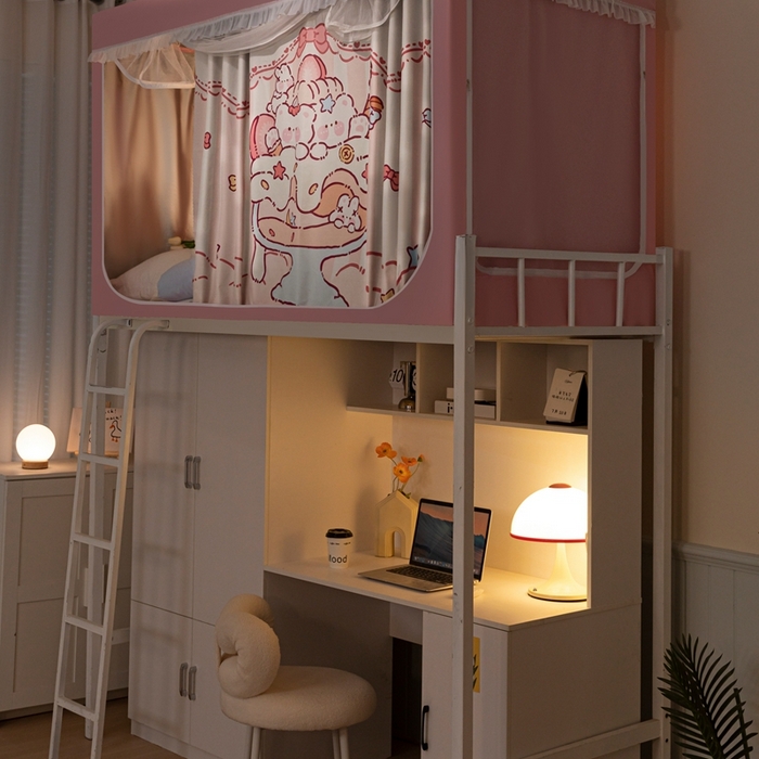 91家纺网 家纺一手货源 找家纺 卓尔居 2025新款学生遮光床帘涂层花边卡通系列-风格二 冰激凌小熊