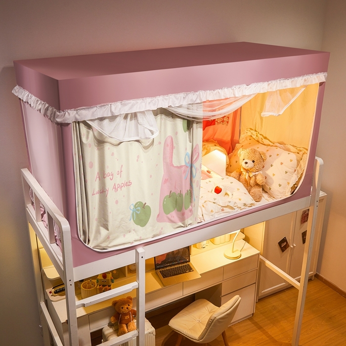 91家纺网 家纺一手货源 找家纺 卓尔居 2025新款学生遮光床帘涂层花边卡通系列-风格二 袋子青苹果