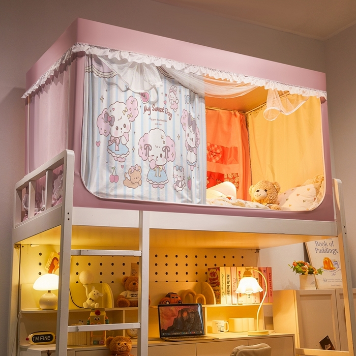 91家纺网 家纺一手货源 找家纺 卓尔居 2025新款学生遮光床帘涂层花边卡通系列-风格二 公主日记