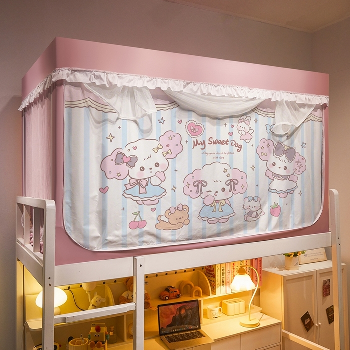 91家纺网 家纺一手货源 找家纺 卓尔居 2025新款学生遮光床帘涂层花边卡通系列-风格二 公主日记