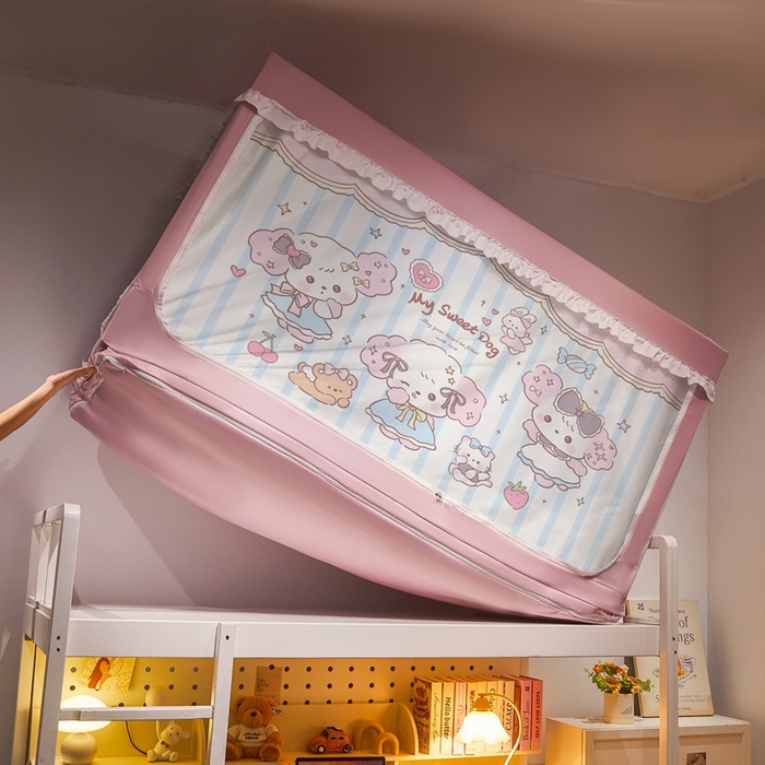 91家纺网 家纺一手货源 找家纺 卓尔居 2025新款学生遮光床帘涂层花边卡通系列-风格二 公主日记