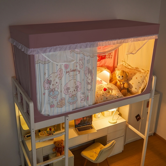 91家纺网 家纺一手货源 找家纺 卓尔居 2025新款学生遮光床帘涂层花边卡通系列-风格二 公主日记