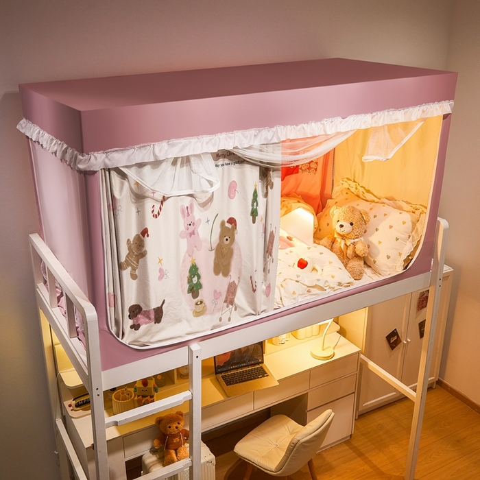 91家纺网 家纺一手货源 找家纺 卓尔居 2025新款学生遮光床帘涂层花边卡通系列-风格二 圣诞快乐