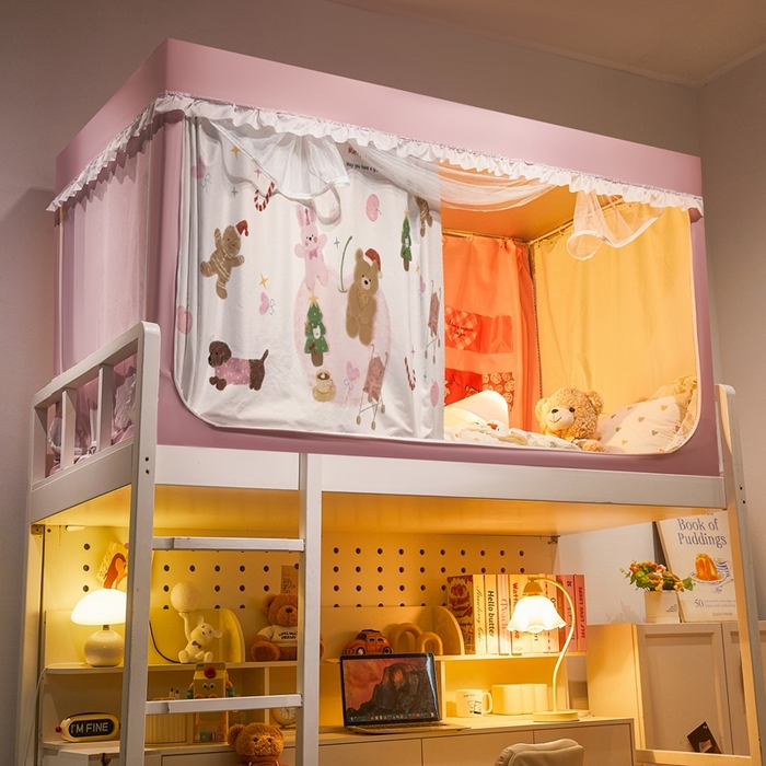 91家纺网 家纺一手货源 找家纺 卓尔居 2025新款学生遮光床帘涂层花边卡通系列-风格二 圣诞快乐