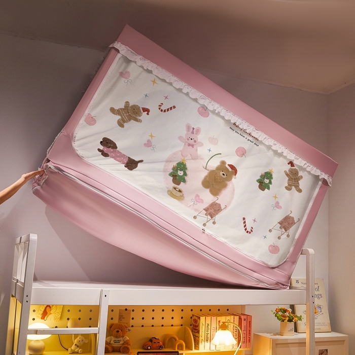 91家纺网 家纺一手货源 找家纺 卓尔居 2025新款学生遮光床帘涂层花边卡通系列-风格二 圣诞快乐