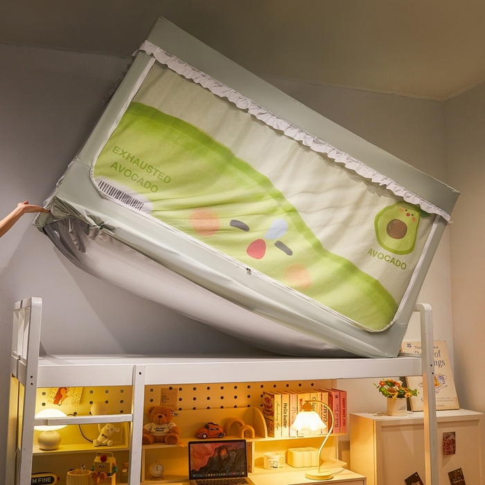 91家纺网 家纺一手货源 找家纺 卓尔居 2025新款学生遮光床帘涂层花边卡通系列-风格二 牛油果