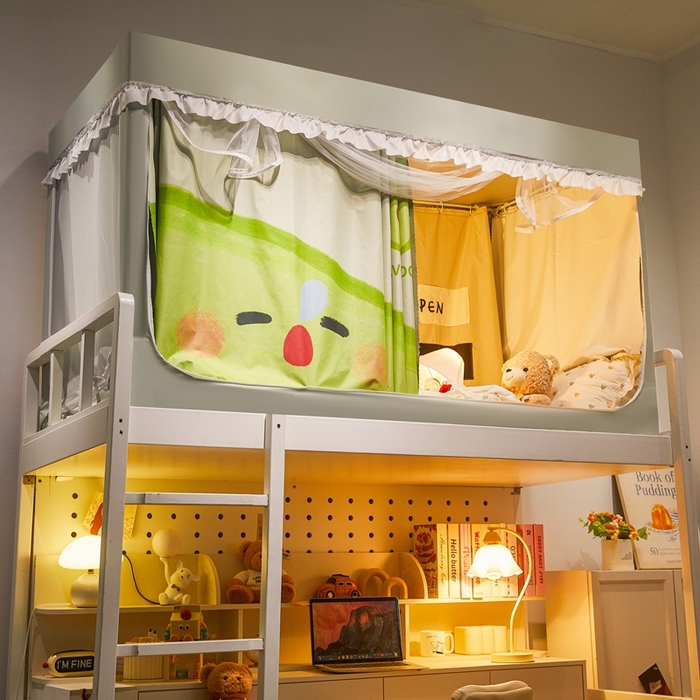 91家纺网 家纺一手货源 找家纺 卓尔居 2025新款学生遮光床帘涂层花边卡通系列-风格二 牛油果