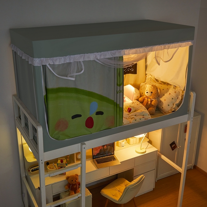 91家纺网 家纺一手货源 找家纺 卓尔居 2025新款学生遮光床帘涂层花边卡通系列-风格二 牛油果