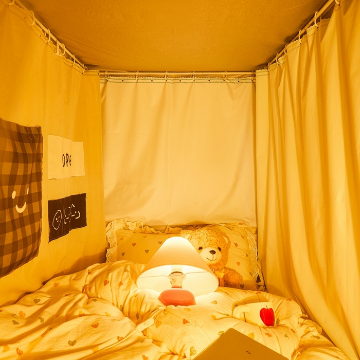 91家纺网 家纺一手货源 找家纺 卓尔居 2025新款学生遮光床帘涂层花边卡通系列-风格二 牛油果