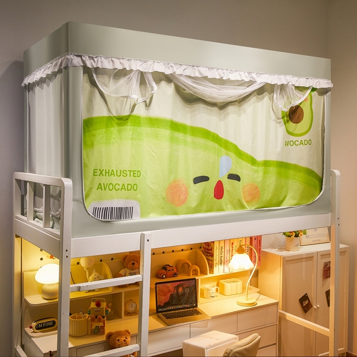 91家纺网 家纺一手货源 找家纺 卓尔居 2025新款学生遮光床帘涂层花边卡通系列-风格二 牛油果