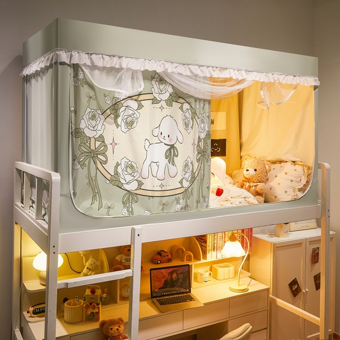 卓尔居 2025新款学生遮光床帘涂层花边卡通系列-风格二 小羊