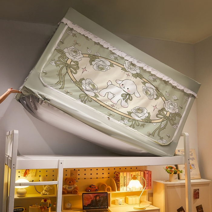 91家纺网 家纺一手货源 找家纺 卓尔居 2025新款学生遮光床帘涂层花边卡通系列-风格二 小羊