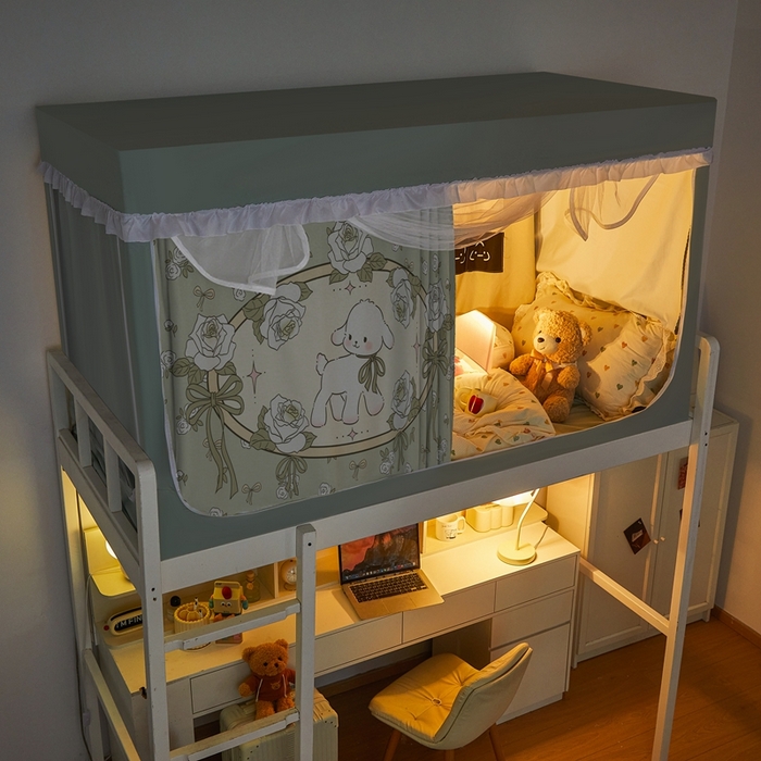 91家纺网 家纺一手货源 找家纺 卓尔居 2025新款学生遮光床帘涂层花边卡通系列-风格二 小羊