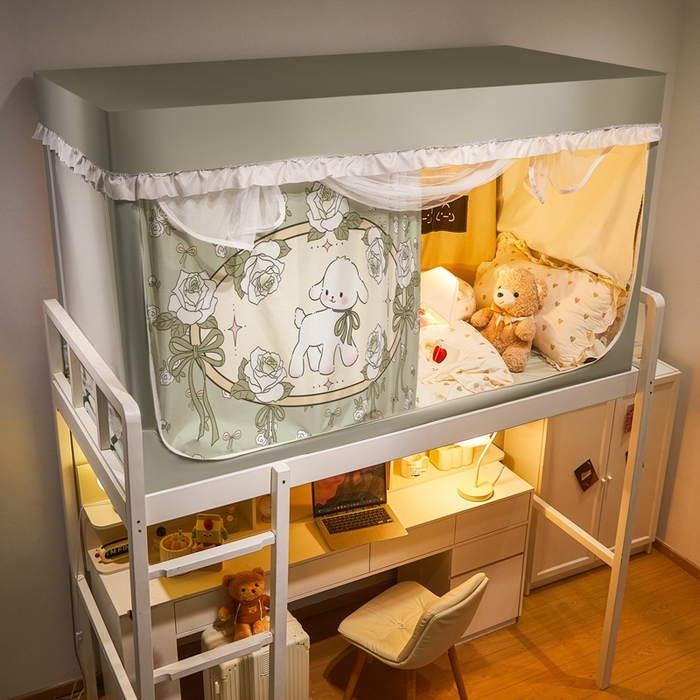 91家纺网 家纺一手货源 找家纺 卓尔居 2025新款学生遮光床帘涂层花边卡通系列-风格二 小羊