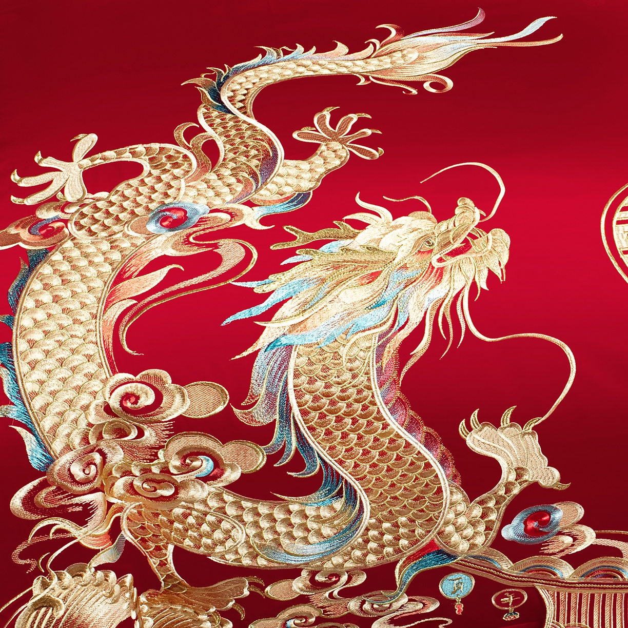 91家纺网 家纺一手货源 找家纺 柏拉图 2025新款100s长绒棉贡缎提花重工艺刺绣婚庆四件套多件套 龙凤情深