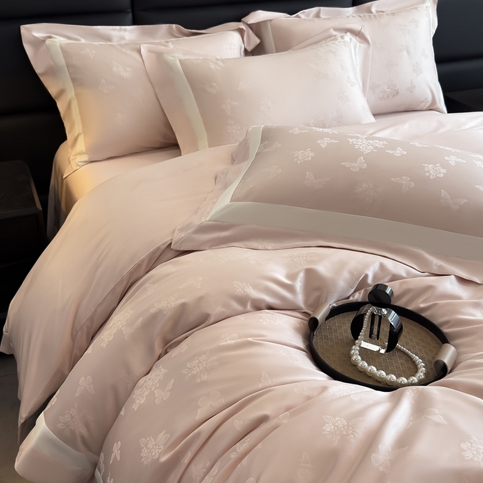 91家纺网 家纺一手货源 找家纺 （总）花时间 2025新款天丝棉提花四件套-翩舞