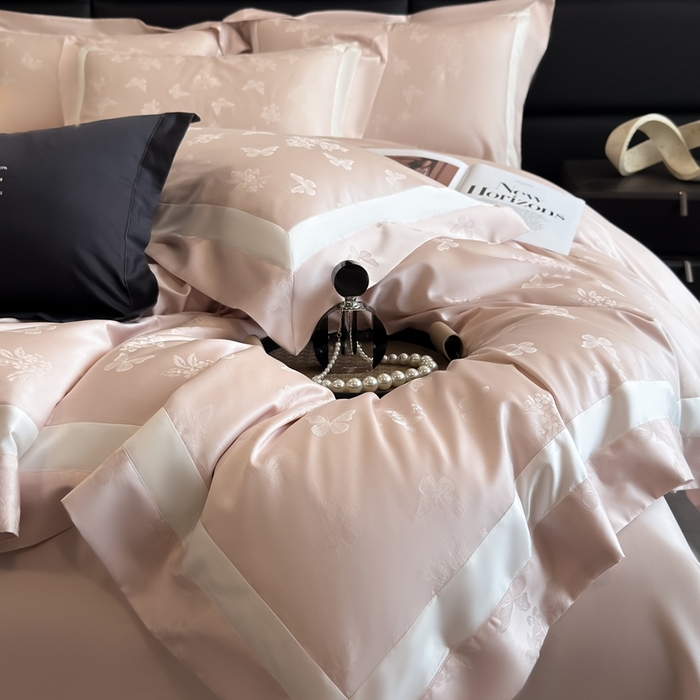 91家纺网 家纺一手货源 找家纺 （总）花时间 2025新款天丝棉提花四件套-翩舞