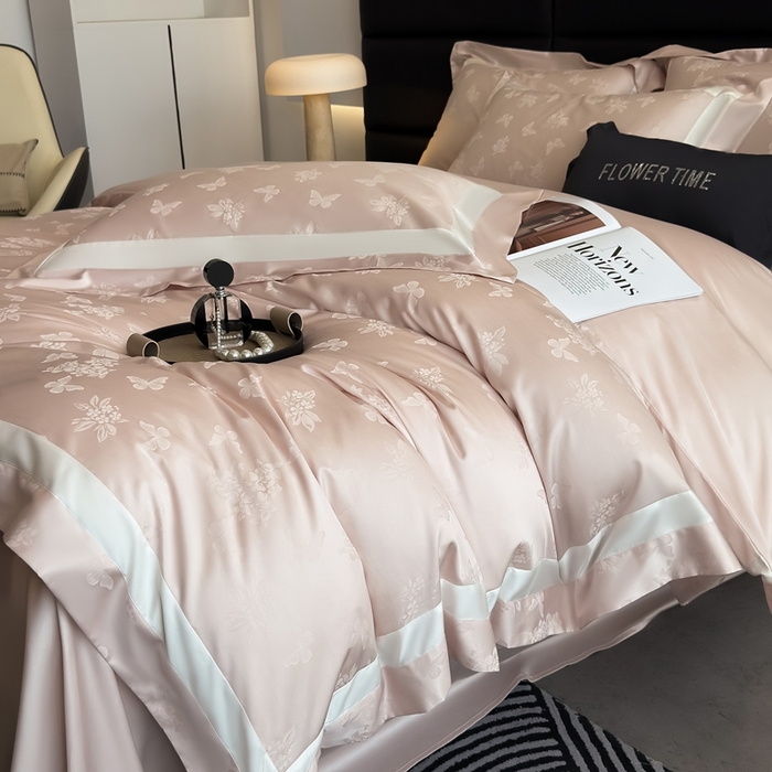 91家纺网 家纺一手货源 找家纺 （总）花时间 2025新款天丝棉提花四件套-翩舞