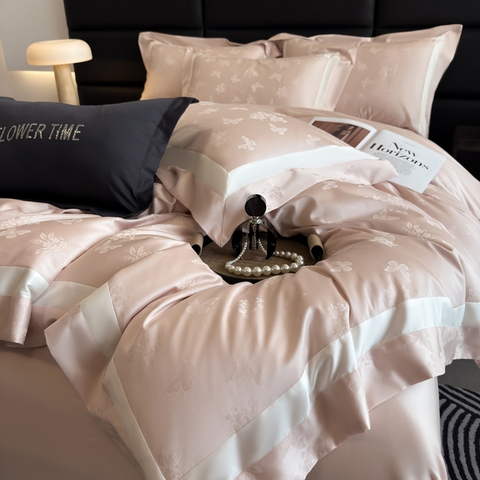 91家纺网 家纺一手货源 找家纺 （总）花时间 2025新款天丝棉提花四件套-翩舞