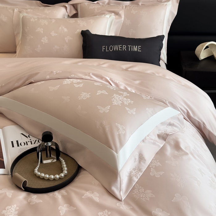 91家纺网 家纺一手货源 找家纺 （总）花时间 2025新款天丝棉提花四件套-翩舞