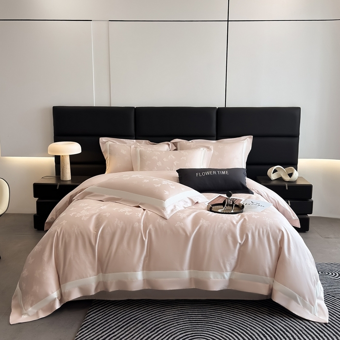 花时间 2025新款天丝棉提花四件套-翩舞 翩舞-粉