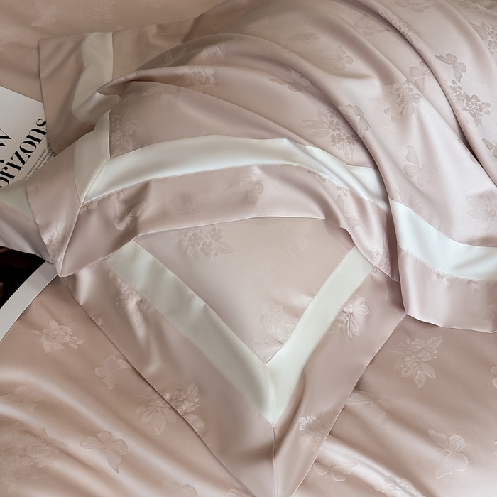 91家纺网 家纺一手货源 找家纺 花时间 2025新款天丝棉提花四件套-翩舞 翩舞-粉