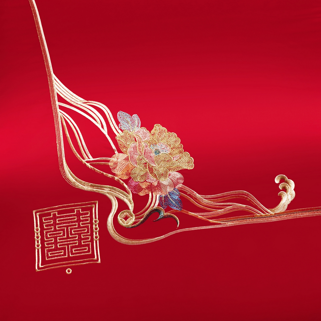 91家纺网 家纺一手货源 找家纺 柏拉图 2025新款100s贡缎长绒棉提花婚庆系列四件套多件套 浪漫花语