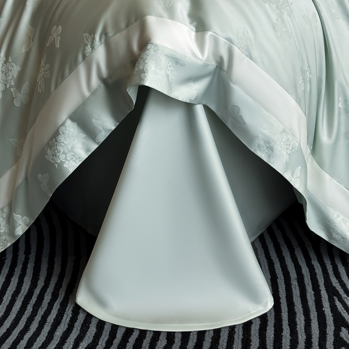 91家纺网 家纺一手货源 找家纺 花时间 2025新款天丝棉提花四件套-翩舞 翩舞-绿