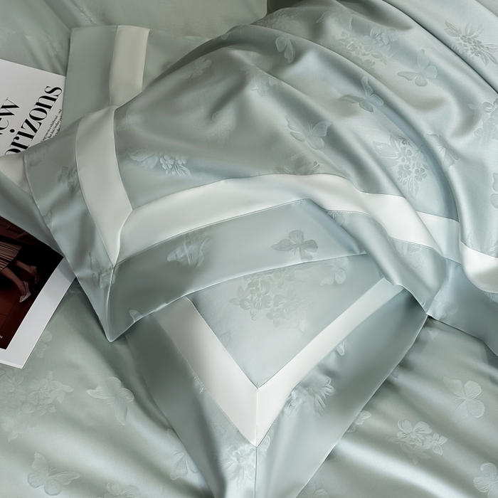 91家纺网 家纺一手货源 找家纺 花时间 2025新款天丝棉提花四件套-翩舞 翩舞-绿