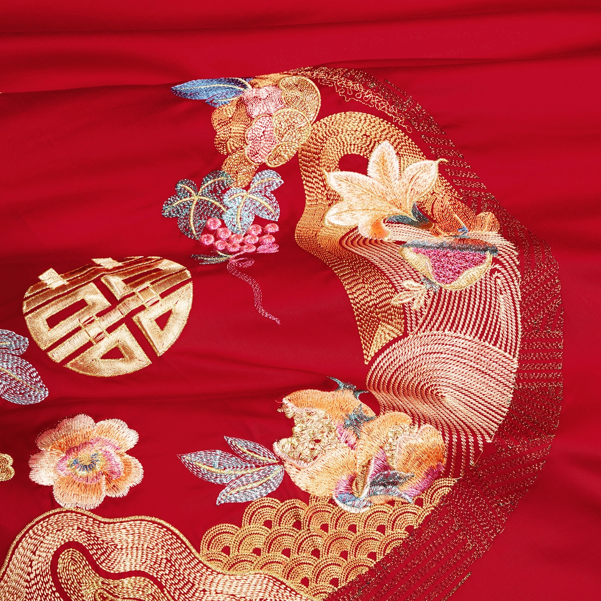 91家纺网 家纺一手货源 找家纺 柏拉图 2025新款100s贡缎长绒棉提花婚庆系列四件套多件套 浪漫花语