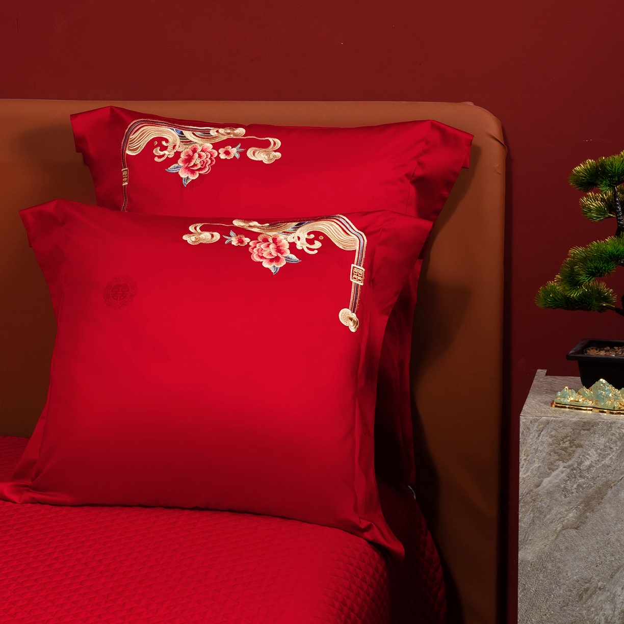 91家纺网 家纺一手货源 找家纺 柏拉图 2025新款100s贡缎长绒棉提花婚庆系列四件套多件套 浪漫花语