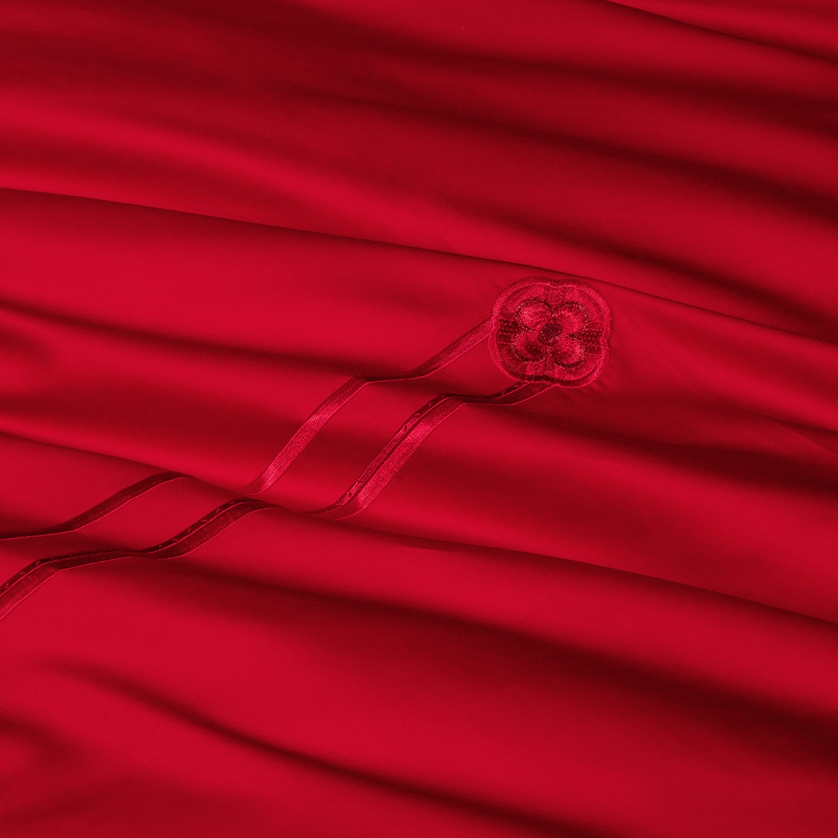 91家纺网 家纺一手货源 找家纺 柏拉图 2025新款100s贡缎长绒棉提花婚庆系列四件套多件套 锦绣年华红