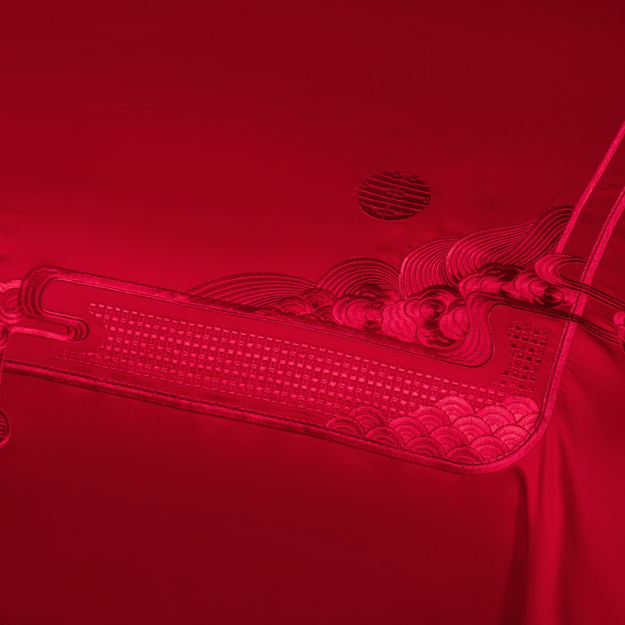 91家纺网 家纺一手货源 找家纺 柏拉图 2025新款100s贡缎长绒棉提花婚庆系列四件套多件套 锦绣年华红