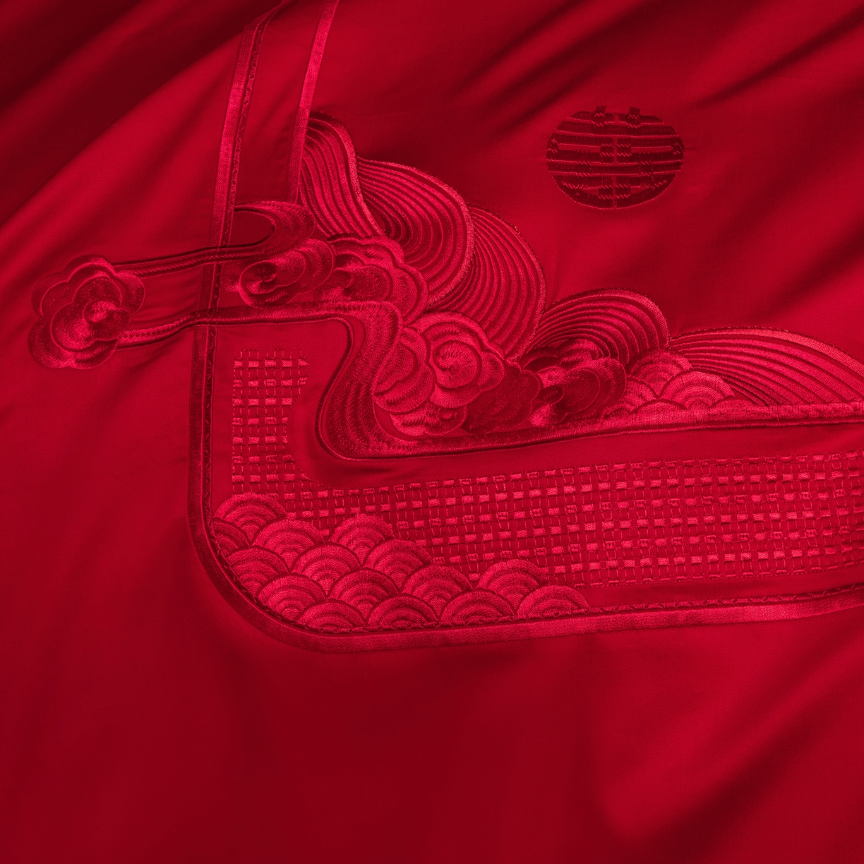 91家纺网 家纺一手货源 找家纺 柏拉图 2025新款100s贡缎长绒棉提花婚庆系列四件套多件套 锦绣年华红