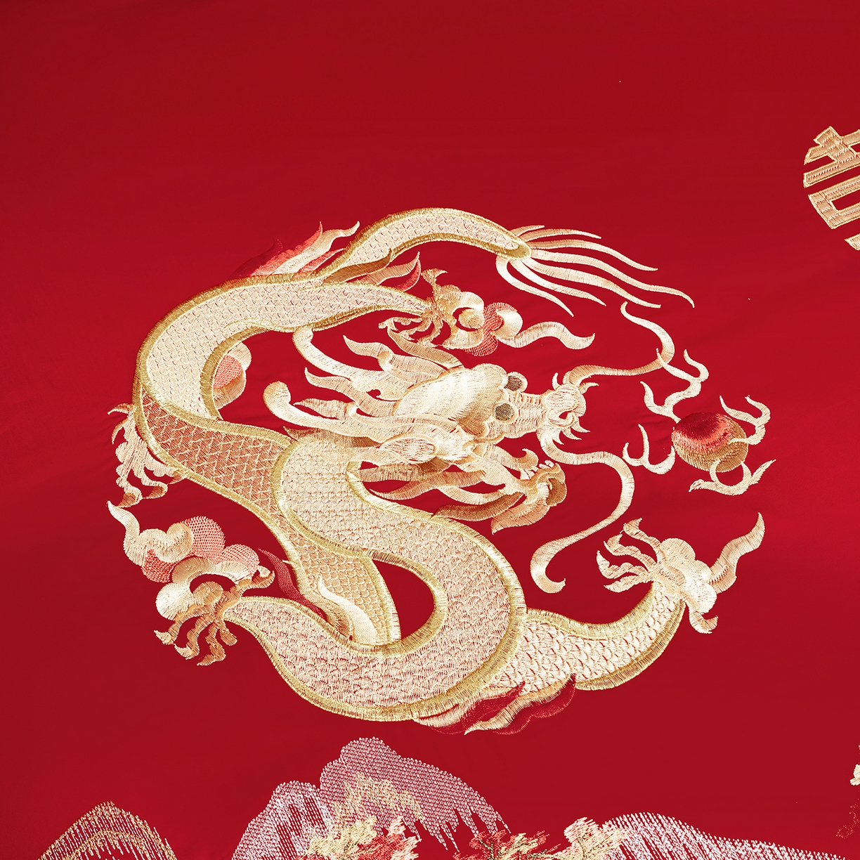 91家纺网 家纺一手货源 找家纺 柏拉图 2025新款100s贡缎长绒棉提花婚庆系列四件套多件套 千禧龙凤