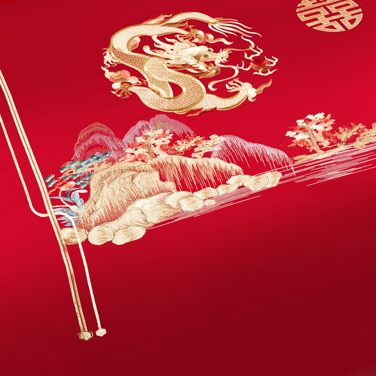 91家纺网 家纺一手货源 找家纺 柏拉图 2025新款100s贡缎长绒棉提花婚庆系列四件套多件套 千禧龙凤